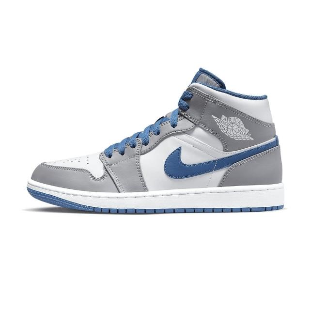 NIKE 耐吉】Jordan 1 Mid True Blue 男鞋藍灰白色喬丹經典穿搭休閒鞋