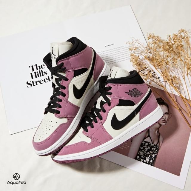 NIKE 耐吉】Air Jordan 1 Mid SE 女鞋白色紫色經典高筒運動休閒鞋