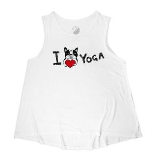 【AKUMA YOGA】親膚自在傘狀背心 白-波士頓犬Abula-I Love Yoga(台灣設計師原創瑜珈系列)