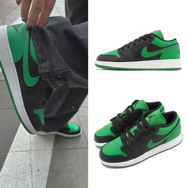 NIKE 耐吉】休閒鞋Air Jordan 1 Low GS 女鞋大童鞋黑綠AJ1 Lucky Green