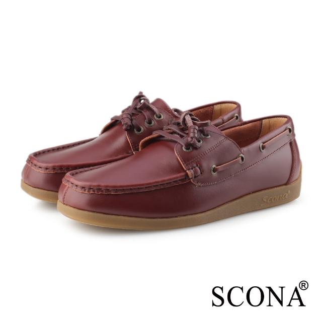 【SCONA 蘇格南】全真皮 經典美式手工帆船鞋(咖啡色1232-1)