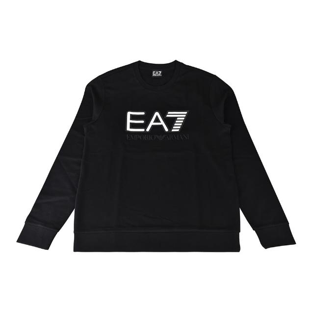 EMPORIO ARMANI】EMPORIO ARMANI EA7字母LOGO純棉長袖運動T恤(黑