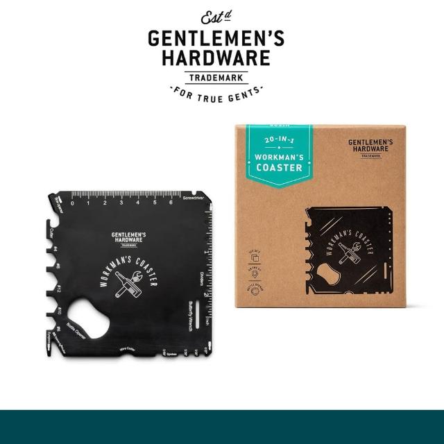 【Gentlemens Hardware】二十合一多功能杯墊/尺/開瓶器/取釘器/鋼絲鉗/螺絲起子/六角扳手(1組2入)
