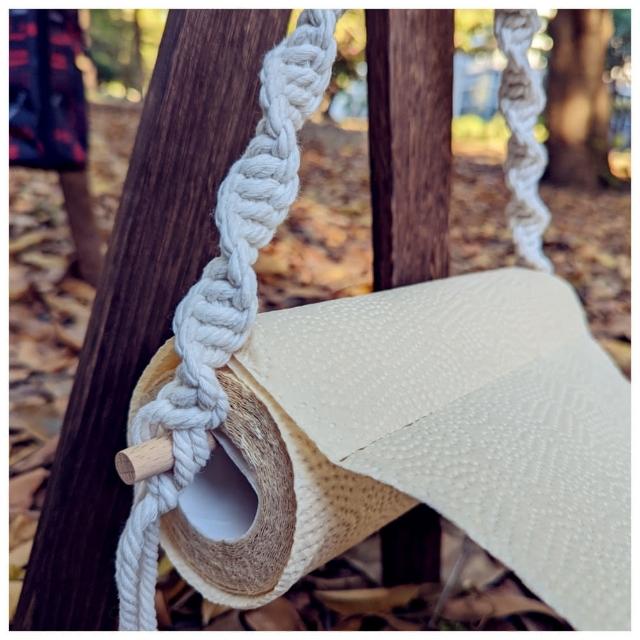 【May shop】波希米亞 浪漫 編織風木置物架紙巾架