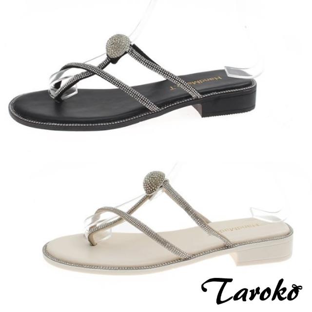 【Taroko】時尚亮鑽仙女夾腳涼拖鞋(2色)