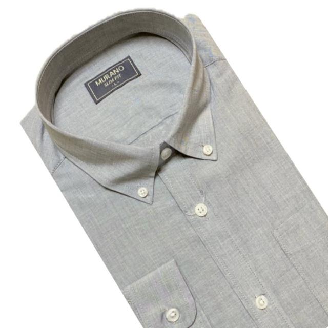 【MURANO】SLIM FIT 長袖襯衫-灰(台灣製、現貨、修身)
