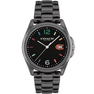 【COACH】官方授權經銷商 經典C字LOGO陶瓷手錶-36mm/黑彩 畢業 禮物(14503927)