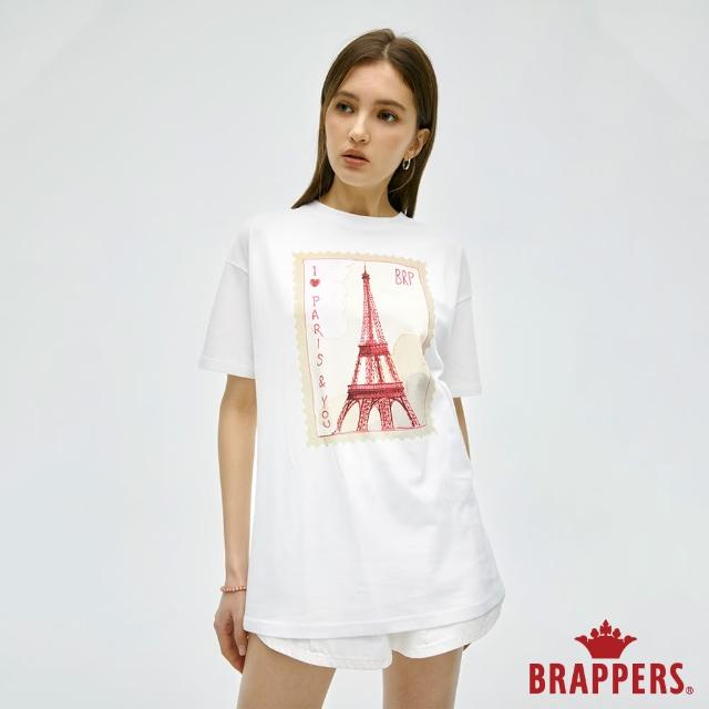 【BRAPPERS】女款 PARIS郵票風格印花T恤(白)