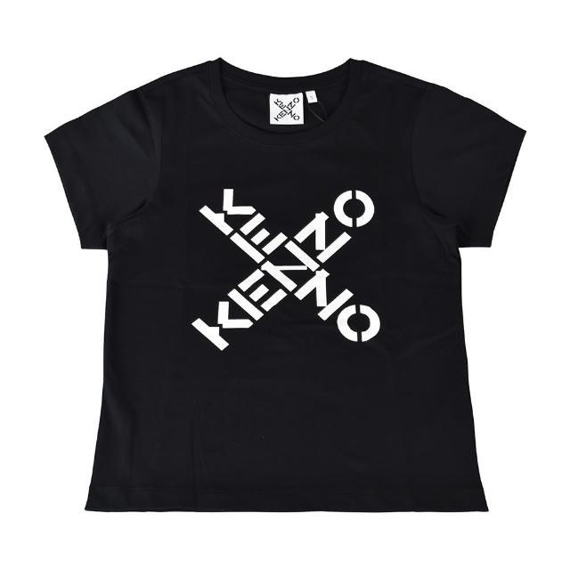 【KENZO】KENZO白字印花LOGO造型修身棉質短T(黑)