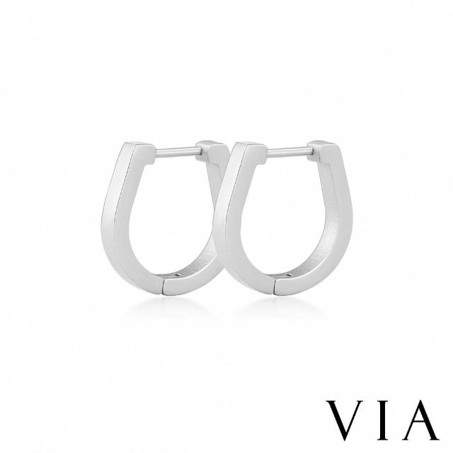 【VIA】白鋼耳環 符號耳環 橢圓耳環/符號系列 光面橢圓線條縷空造型白鋼耳環(3色任選)