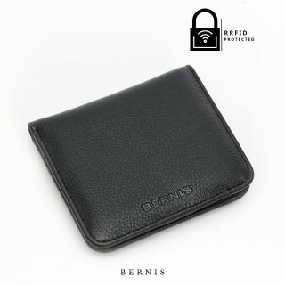 【BERNIS 貝爾尼斯】牛皮RFID防盜刷迷你短夾-黑色(安格雷Ingr系列-BNG22081)