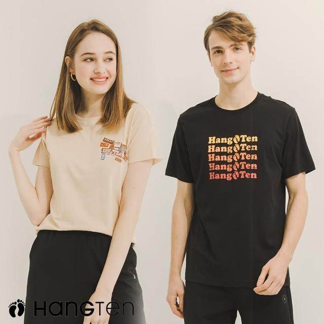 【Hang Ten】男女裝-100％有機棉美式復古LOGO印花T恤(多款選)