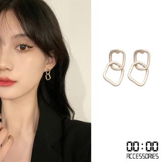 【00:00】韓國設計S925銀針不規則啞光金屬鍊條造型耳環(S925銀針耳環 不規則耳環 鍊條耳環)