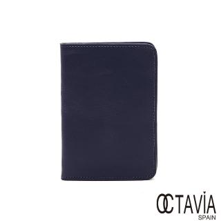 【OCTAVIA 8】真皮 無名 牛皮二折萬用護照短夾(挪威藍)