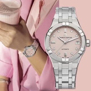 【Maurice Lacroix 艾美錶】AIKON 全球限量 夏日特別版鑽石機械女錶 套錶-35mm(AI6006-SS00F-550-E)