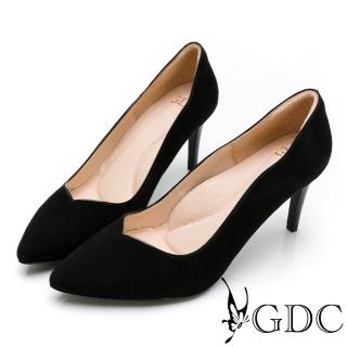 【GDC】真皮質感素色上班OL基本款中跟包鞋-黑色(121988-00)