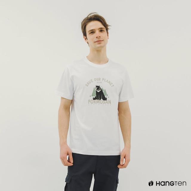 【Hang Ten】男裝-BCI純棉保育動物印花短袖T恤(白)