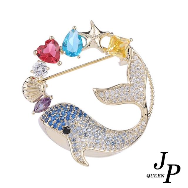 【Jpqueen】時尚海豚閃耀鋯石2用胸針(2色可選)