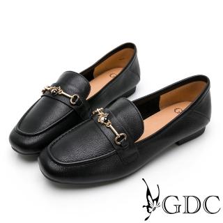 【GDC】氣質滿分天王星真皮舒適金釦平底包鞋-黑色(124888-00)