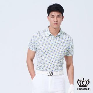 【KING GOLF】網路獨賣款-男款滿版排列印花POLO衫/高爾夫球衫(綠色)