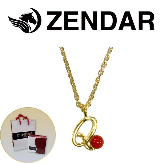 【ZENDAR】頂級天然沙丁紅珊瑚圓珠3-3.5mm字母銀色項鍊 227259 字母Q