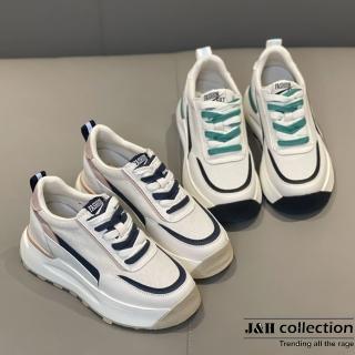 【J&H collection】休閒運動雙色繫帶老爹鞋(現+預 藍色 / 綠色)