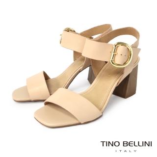 【TINO BELLINI 貝里尼】巴西進口極簡一字寬帶木頭紋跟涼鞋FSMT0020(米)
