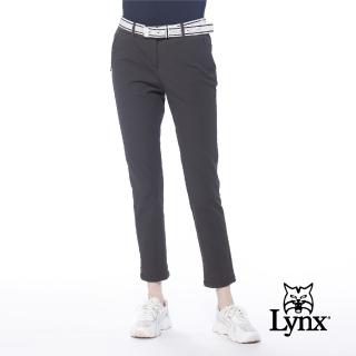 【Lynx Golf】korea女款隱形拉鍊口袋減頭剪接設計平口休閒九分褲(深卡其色)