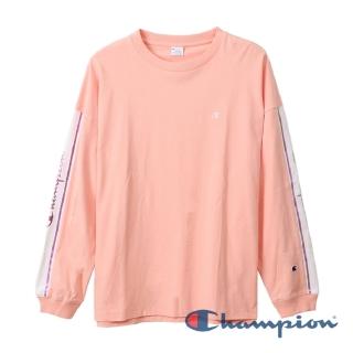 【Champion】官方直營-Campus刺繡Logo長袖Tee-男(粉紅色)