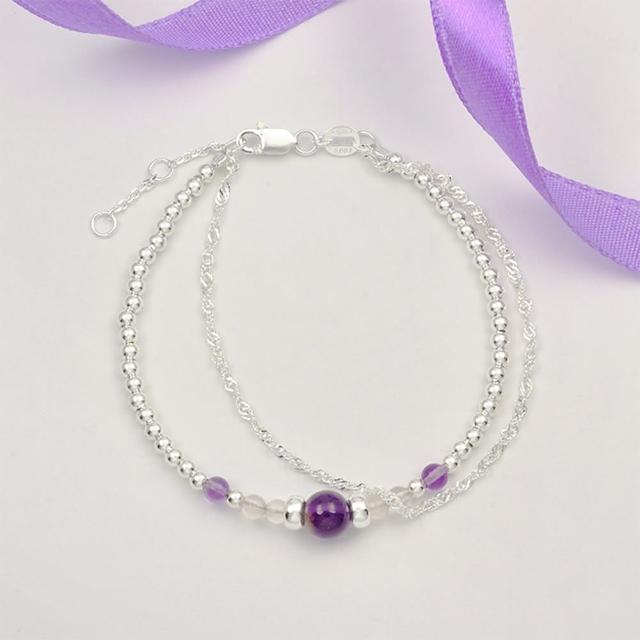 【Niloe】紫丁香串珠手鍊-女款創新設計(925純銀、獨家設計、天然石)