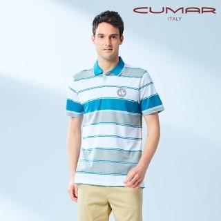 【CUMAR】男裝短袖棉質條紋POLO衫/208250(親膚舒適)
