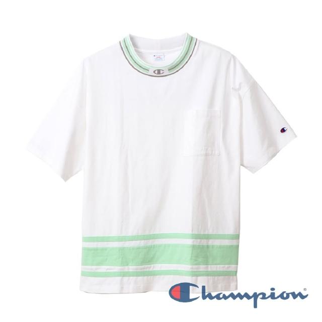 【Champion】官方直營-Campus條紋口袋短袖Tee-男(白色)