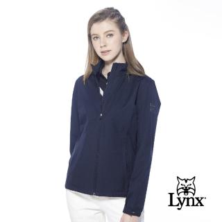 【Lynx Golf】korea女款素面款拉鍊口袋可拆式連帽長袖外套(深藍色)