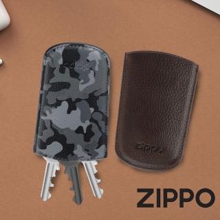 【Zippo官方直營】皮革隨身鑰匙套-迷彩色/棕色(皮件皮夾)