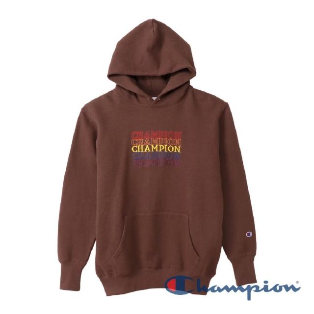 【Champion】官方直營-CAMPUS多色Logo連帽長袖Tee-男(褐色)