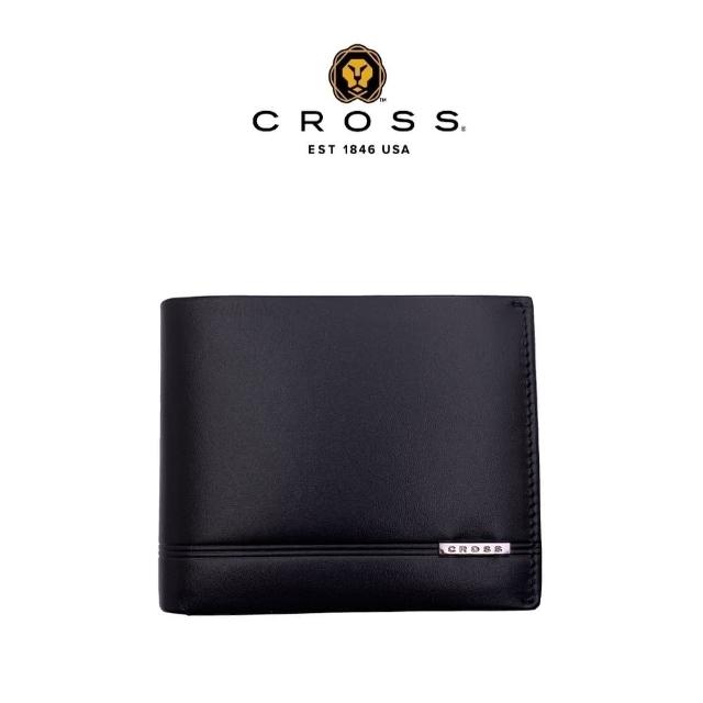 【CROSS】頂級小牛皮8卡男用皮夾 洛非諾系列(黑色 贈禮盒提袋)