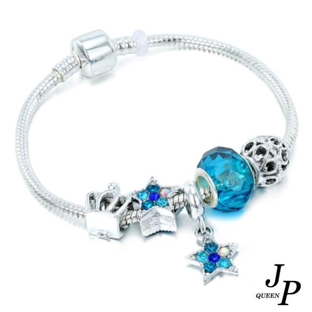 【Jpqueen】湛藍星光晶琉璃大孔串珠手鍊(藍色)