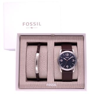 【FOSSIL】FOSSIL 美國最受歡迎頂尖運動時尚皮革腕錶-黑-BQ2465SET