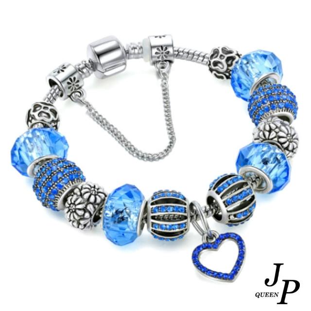 【Jpqueen】愛的宣言晶琉璃大孔串珠手鍊(藍色4種尺寸可選)