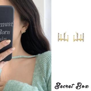 【SECRET BOX】韓國設計S925銀針微鑲美鑽抓夾造型耳環(S925銀針耳環 美鑽耳環 抓夾耳環)