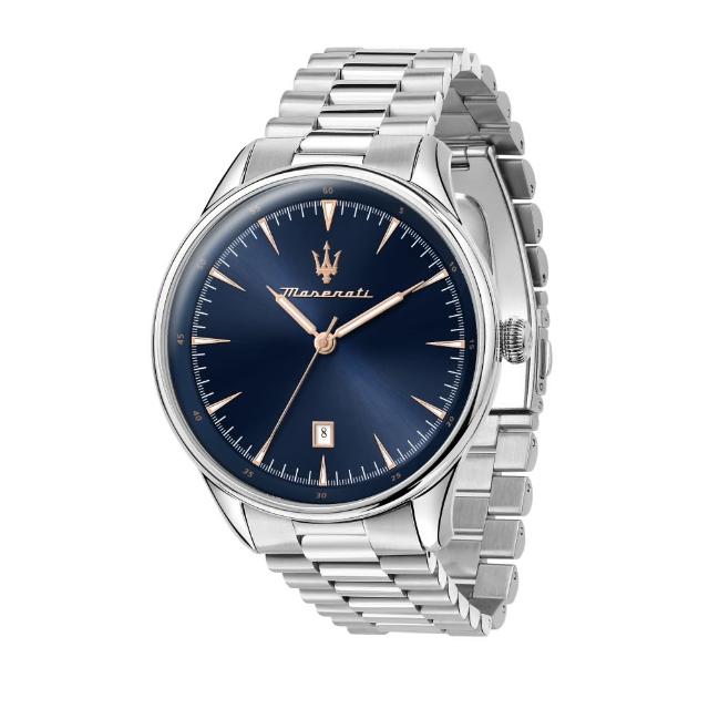 【MASERATI 瑪莎拉蒂】經典藍面三針時尚腕錶45mm(R8853146002)