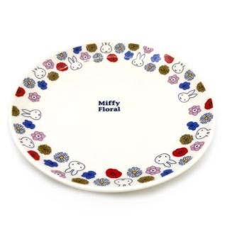 【小禮堂】Miffy 米飛兔 陶瓷圓盤 《白花朵款》(平輸品) 米菲兔