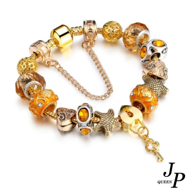 【Jpqueen】高雅黃金色晶琉璃大孔串珠手鍊(黃金色)