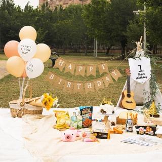 森林系野餐派對寶寶生日氣球組1組(生日氣球 派對 佈置 周歲 兒童)