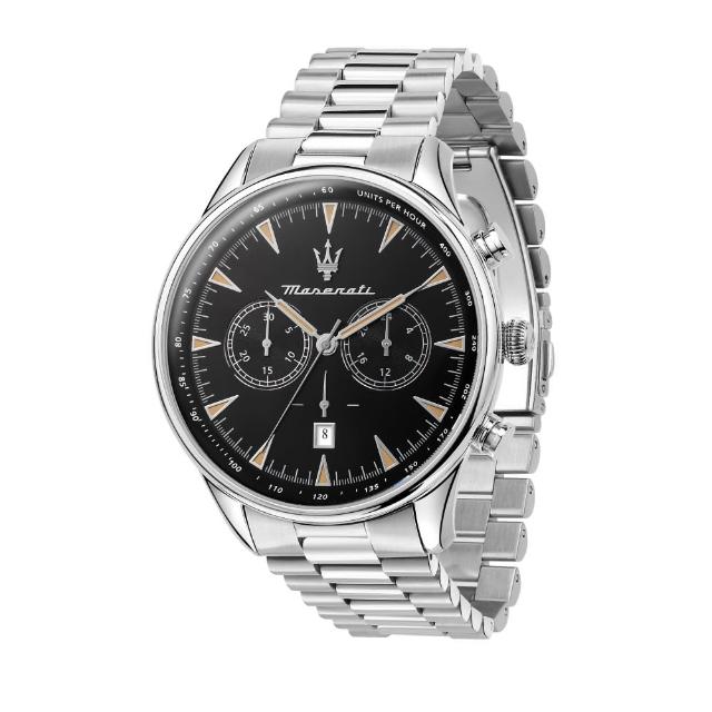 【MASERATI 瑪莎拉蒂】經典黑面計時腕錶45mm(R8873646004)