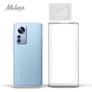 【Meteor】MI 小米12 Pro 手機保護超值3件組(透明空壓殼+3D鋼化膜+鏡頭貼)