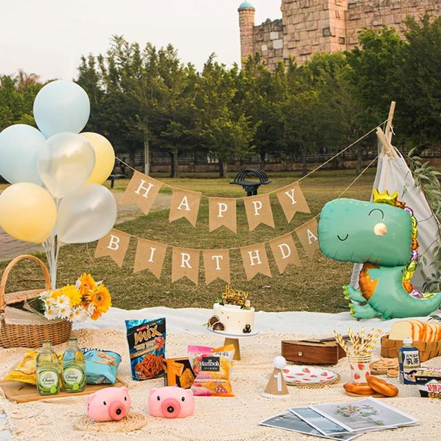 森林系野餐派對皇冠恐龍生日氣球組1組(生日氣球 派對 告白 畢業 跨年 童趣 紀念日 布置)