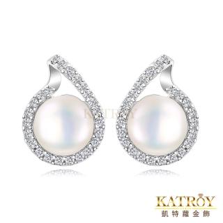【KATROY】珍珠耳環． 7.5-8.0 MM．母親節禮物(銀色)