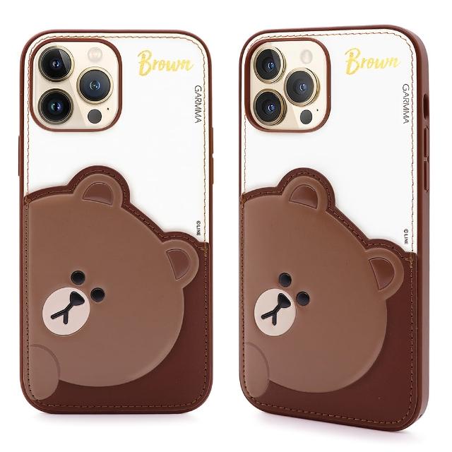 【GARMMA】iPhone 13 Pro 6.1吋LINE FRIENDS 插卡式皮革保護套 哈囉熊大