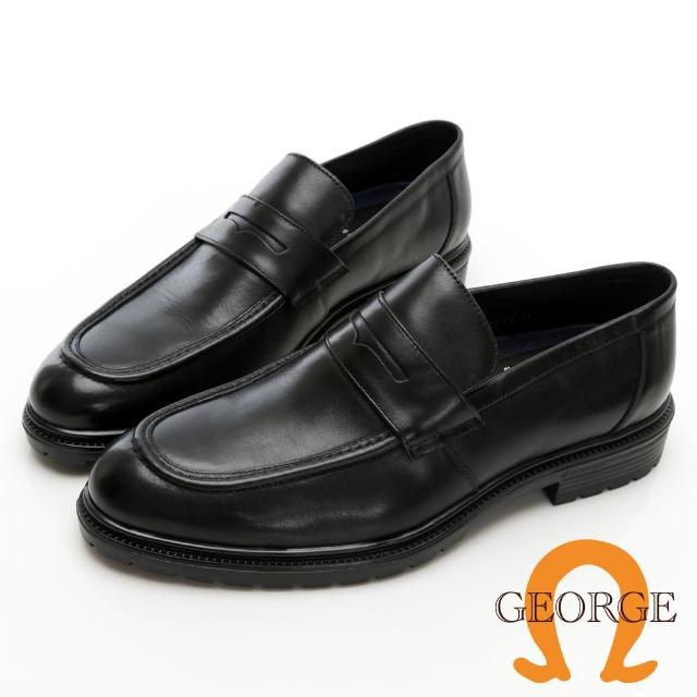 【GEORGE 喬治皮鞋】AMBER系列 微空調氣墊樂福皮鞋 -黑 215022CZ-10